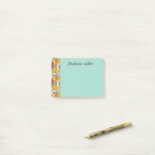 Heerlijke botanische patroonnaam post-it® notes (Op bureau)