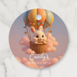 Heerlijke Bunny Hete Luchtballon met Roze Wolken Bedankjes Labels