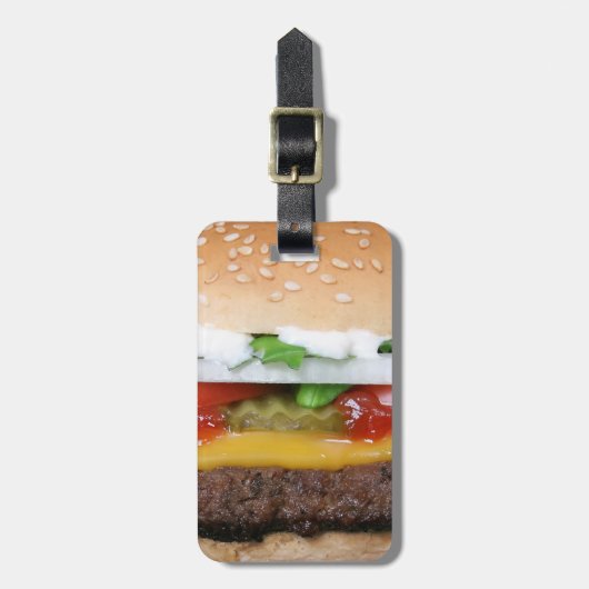 heerlijke cheeseburger met foto's op de foto bagagelabel (Voorkant verticaal)