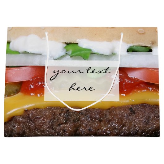heerlijke cheeseburger met foto's op de foto large cadeautasje (Voorkant)