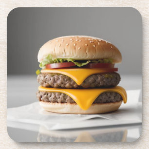 Heerlijke Cheeseburger op Weefsels Bier Onderzetter
