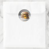 Heerlijke Cheeseburger op Weefsels Ronde Sticker (Tas)
