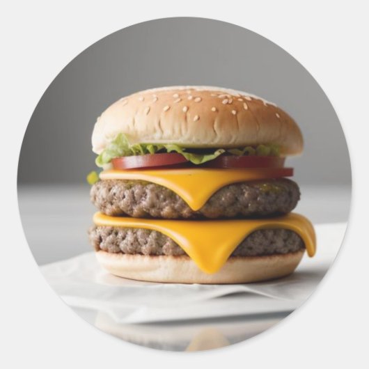 Heerlijke Cheeseburger op Weefsels Ronde Sticker (Voorkant)