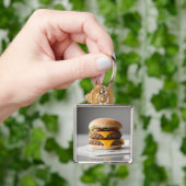 Heerlijke Cheeseburger op Weefsels Sleutelhanger (Hand)