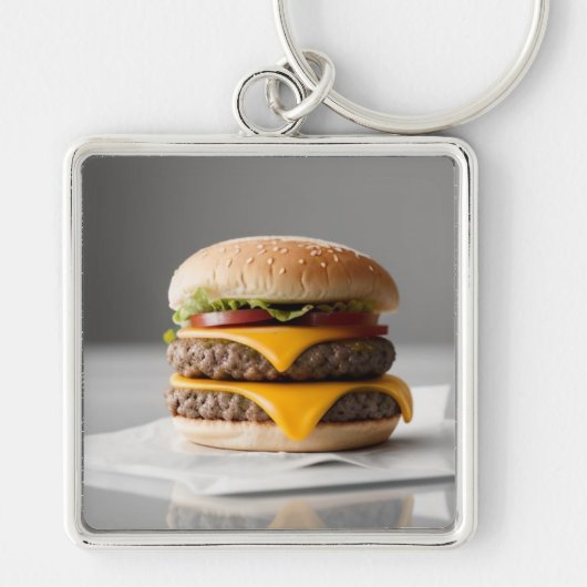 Heerlijke Cheeseburger op Weefsels Sleutelhanger (Voorkant)