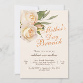 Heerlijke Chic White Roses Cream Moederdag Brunch Kaart (Voorkant)