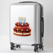 Heerlijke chocolade verjaardagstaart met kaarsen sticker (Koffer)