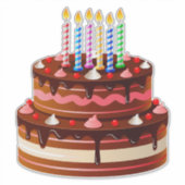 Heerlijke chocolade verjaardagstaart met kaarsen sticker (Voorkant)