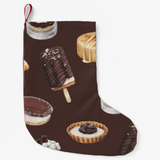 Heerlijke desserts: voedsel schets patroon kleine kerstsok