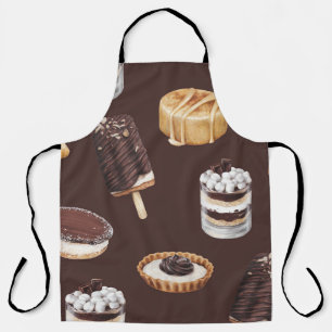 Heerlijke desserts: voedsel schets patroon schort