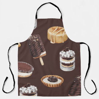 Heerlijke desserts: voedsel schets patroon schort