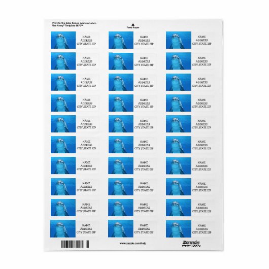 **HEERLIJKE DOLFIJN** ADRESETIKETTEN ETIKET (Full Sheet)