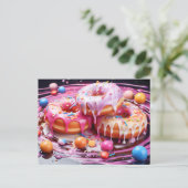Heerlijke donut met suikerglazuur, top uitzicht. b briefkaart (Staand voorkant)