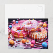 Heerlijke donut met suikerglazuur, top uitzicht. b briefkaart (Voorkant / Achterkant)