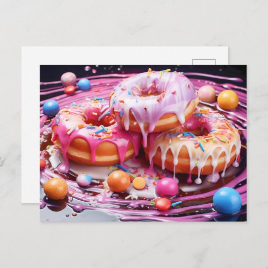 Heerlijke donut met suikerglazuur, top uitzicht. b briefkaart (Voorkant / Achterkant)