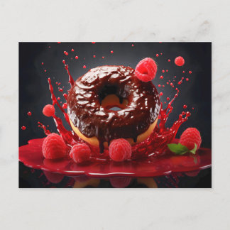 Heerlijke donut met suikerglazuur, top uitzicht. briefkaart
