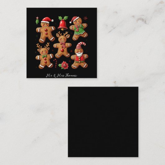 Heerlijke Doodle van Gingerbread Cookies Feestelij Vierkante Visitekaartje (Voorkant / Achterkant)