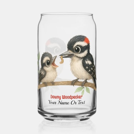 Heerlijke Downy Woodpecker Blikvorm Glas (Voorkant)