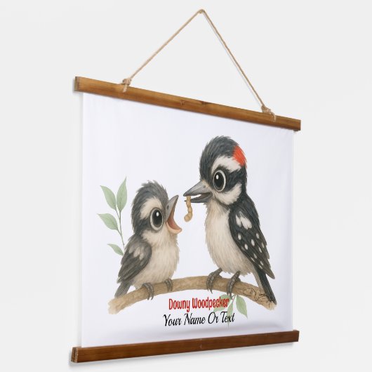 Heerlijke Downy Woodpecker Hangend Wandkleed (Gebogen)