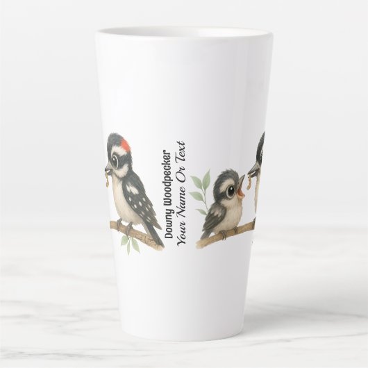 Heerlijke Downy Woodpecker Latte Mok (Voorkant)