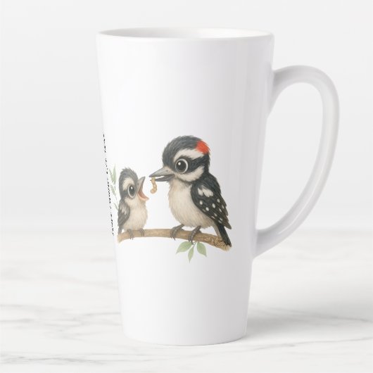 Heerlijke Downy Woodpecker Latte Mok (Rechts)