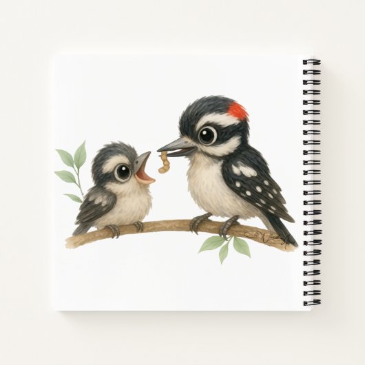Heerlijke Downy Woodpecker Notitieboek (Achterkant)