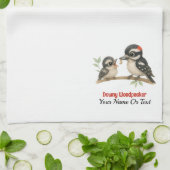 Heerlijke Downy Woodpecker Theedoek (Gevouwen)