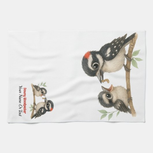 Heerlijke Downy Woodpecker Theedoek (Horizontaal)