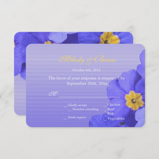 heerlijke, elegante, coole blauwe bloemen rsvp bru (Voorkant / Achterkant)