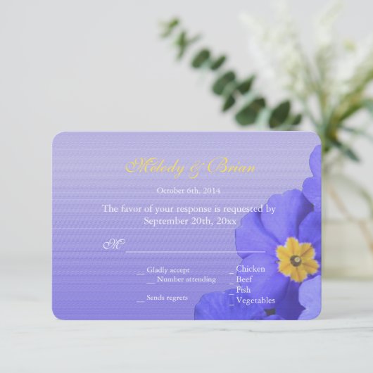 heerlijke, elegante, coole blauwe bloemen rsvp bru (Staand voorkant)