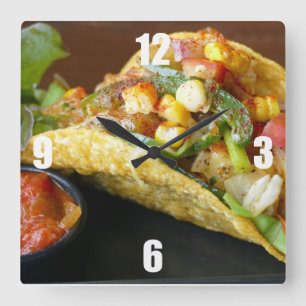 heerlijke foto van Mexicaanse Tacos Vierkante Klok