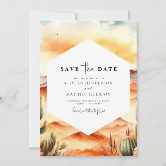 Heerlijke grillige Cactus bruiloft Save The Date (Voorkant)