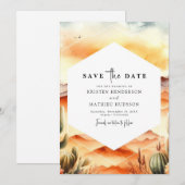 Heerlijke grillige Cactus bruiloft Save The Date (Voorkant / Achterkant)