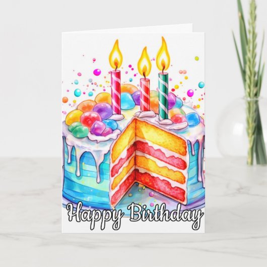 Heerlijke Happy Birthday Cake Kaart (Voorkant)