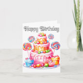 Heerlijke Happy Birthday Party Cake Kaart (Voorkant)