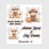 Heerlijke Herfst Highland Koe Kleine Sticker Blad (Vel)