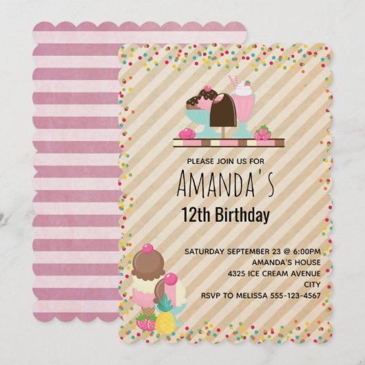 Heerlijke Ice Cream & Float Sweet Dessert Verjaard Kaart (Voorkant / Achterkant)