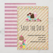 Heerlijke Ice Cream & Float Sweet Dessert Verjaard Save The Date (Voorkant / Achterkant)