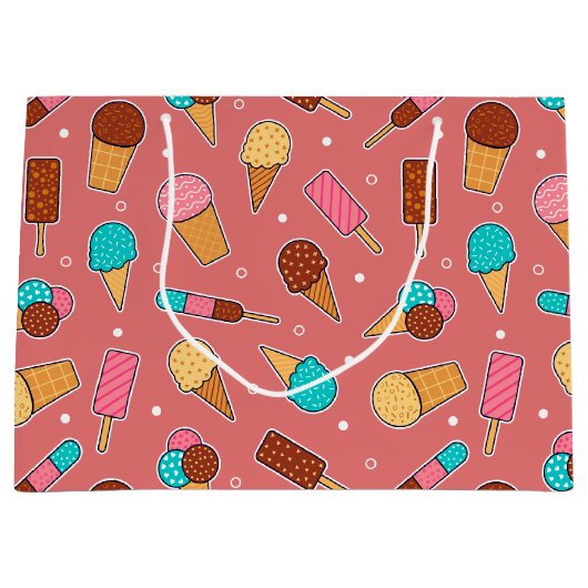 Heerlijke ijs lekkernijen | Donkerroze lekkernijen Groot Cadeauzakje (Voorkant)