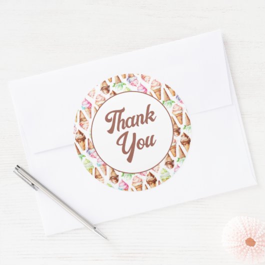 Heerlijke ijskegels ronde sticker (Envelop)
