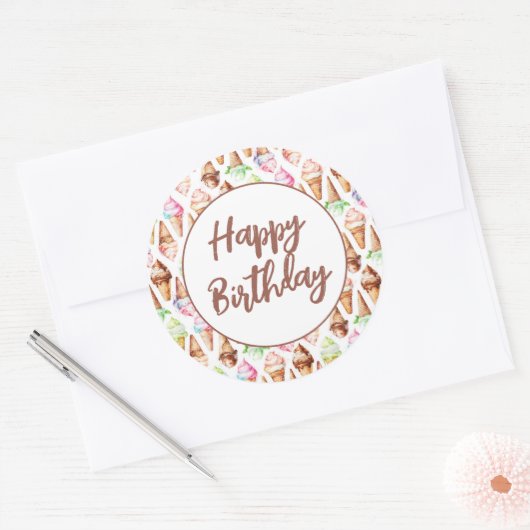 Heerlijke ijskegels ronde sticker (Envelop)