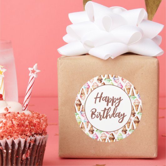 Heerlijke ijskegels ronde sticker (Feest)