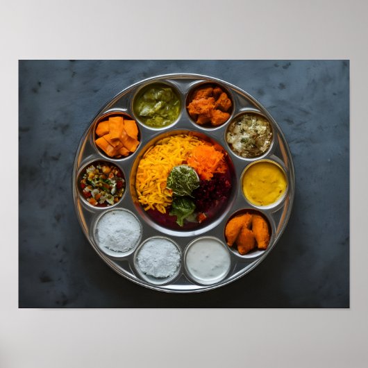 Heerlijke Indiase Hindoe Veg Thali Poster (Voorkant)