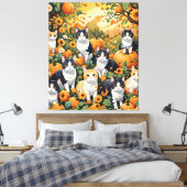 Heerlijke katten en pompoenen in de Herfst Canvas Afdruk (Insitu (Slaapkamer))