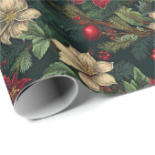 Heerlijke kerst chinoiserie floral cadeaupapier (Rol Hoek)