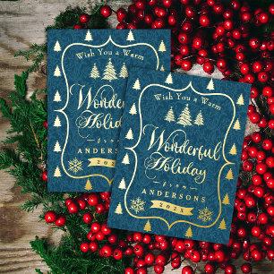 Heerlijke kerst Dark Blauwgroen Folie Feestdagen Briefkaart