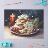 Heerlijke kerstkoekjes op een feestelijk Bord dec Tissuepapier (Craft)