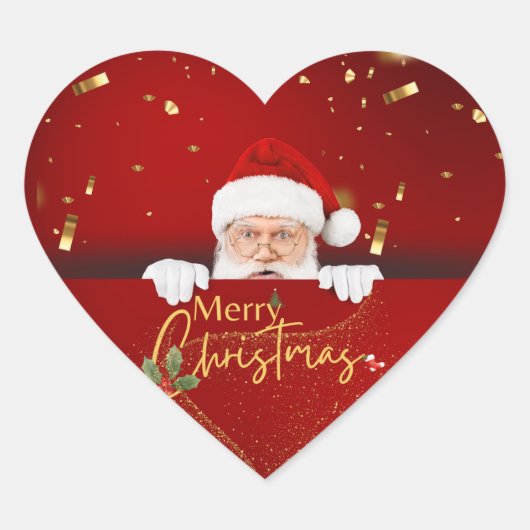 Heerlijke Kerstman Vrolijk Kerstfeest Hart Sticker (Voorkant)