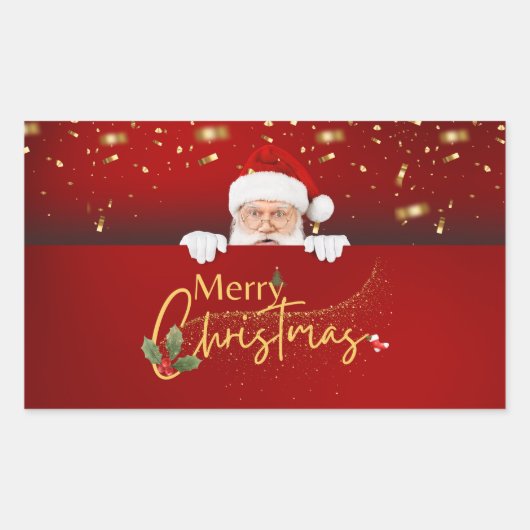 Heerlijke Kerstman Vrolijk Kerstfeest Rechthoekige Sticker (Voorkant)