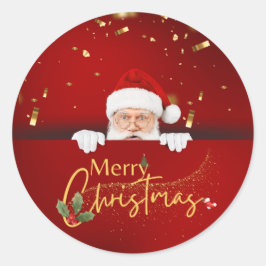 Heerlijke Kerstman Vrolijk Kerstfeest Ronde Sticker